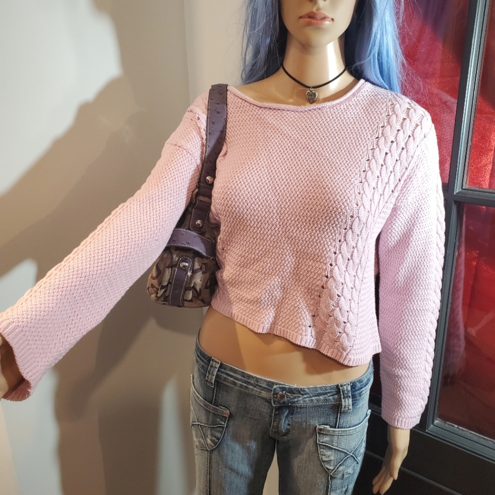 Garage Cropped Braid Crochet Sweater